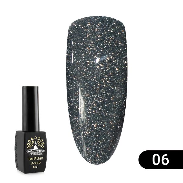 Global Fashion, Гель-лак светоотражающий Disco Gel №06, 8мл