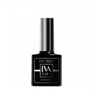 IVA Nails, Top Matte SILVER SNOW Матовый топ с серебристыми блёстками, 8мл