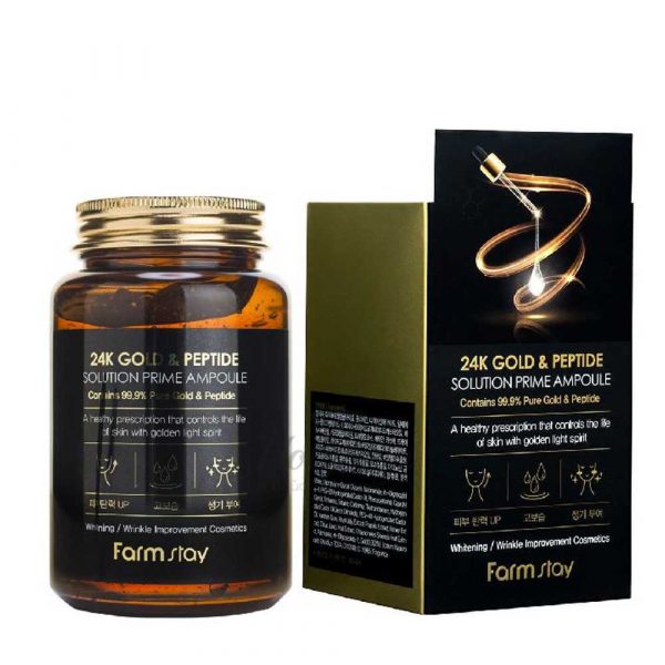 Farm Stay, Сыворотка с золотом и пептидами 24K Gold & Peptide, 250мл