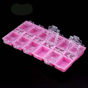 Пластиковый контейнер с крышками для хранения мелочей 12 секций, розовый