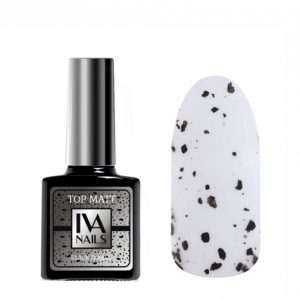 IVA Nails, Top Matte BLACK FLARES Матовый топ с эффектом перепелиного яйца, 8мл
